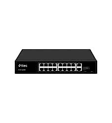 Ttec - 16 Port 100Mbps PoE, 2 Port GB RJ45 Ports Yönetilmez PoE Switch